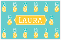 Thumbnail for Personalized Pineapple Placemat - Teal Background - Decorative Rectangle Nameplate -  View