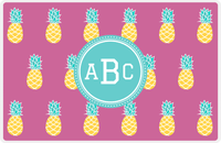 Thumbnail for Personalized Pineapple Placemat - Pink Background - Circle Nameplate -  View