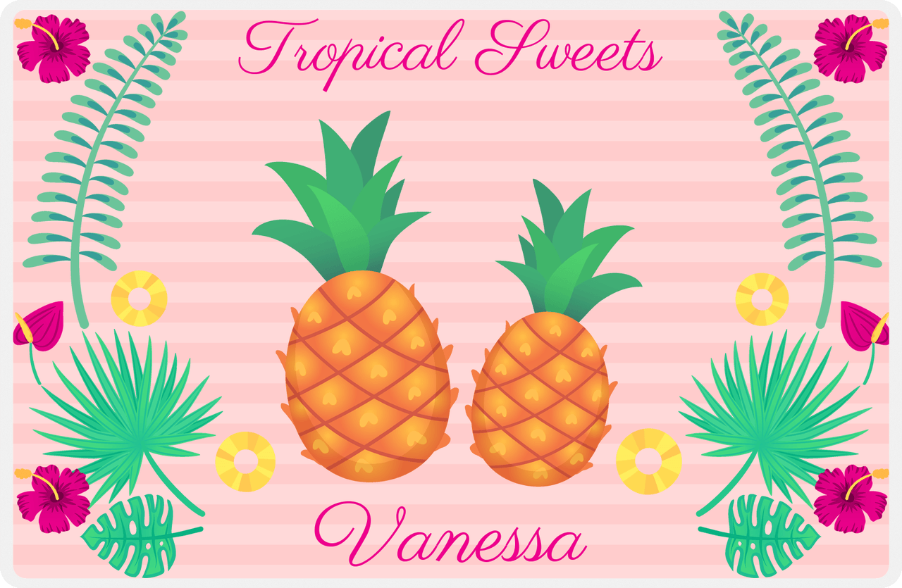 Personalized Pineapple Placemat V - Tropical Sweets - Pink Background -  View