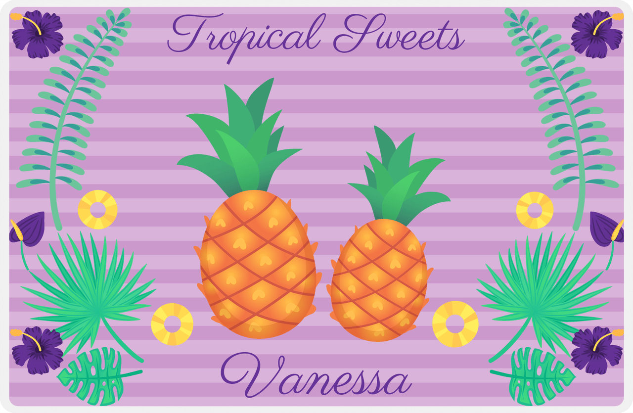Personalized Pineapple Placemat V - Tropical Sweets - Purple Background -  View