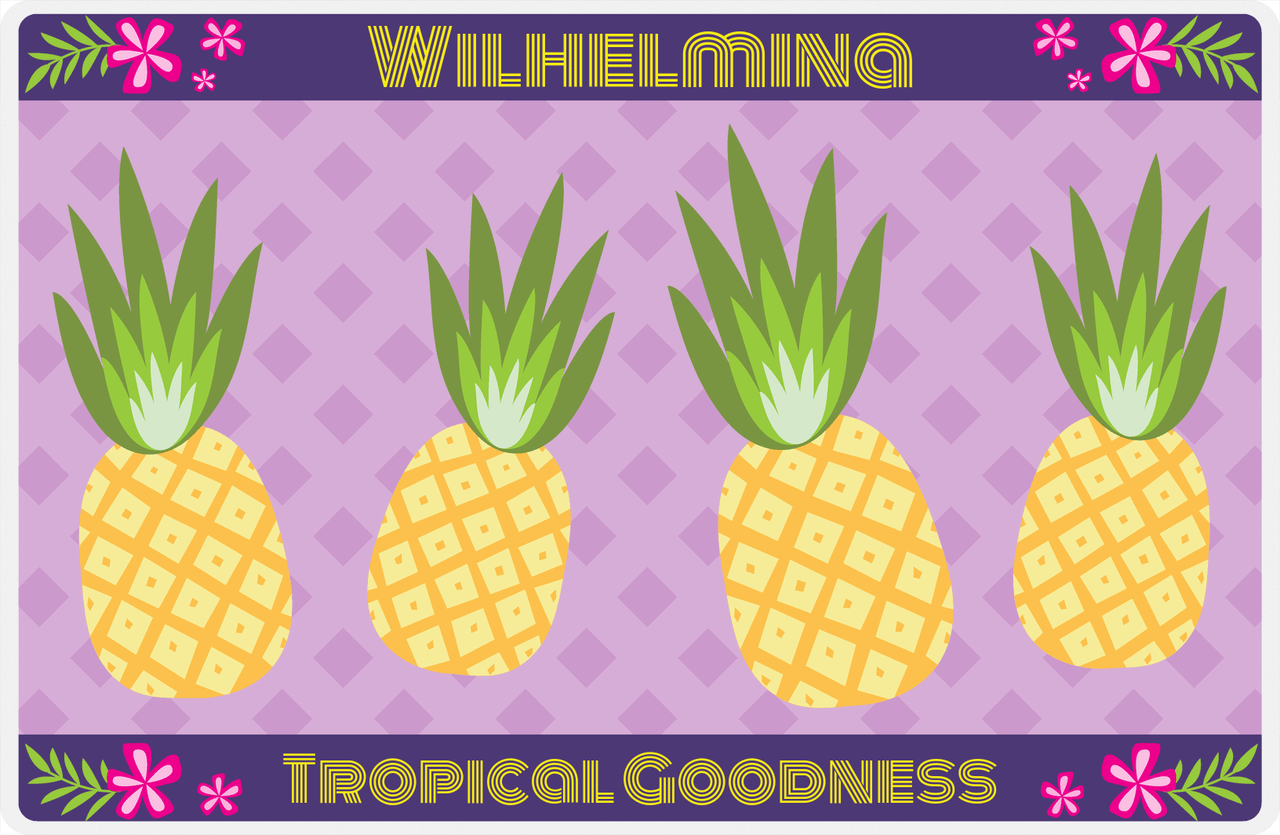 Personalized Pineapple Placemat VI - Tropical Goodness - Diamond Background -  View