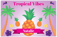 Thumbnail for Personalized Pineapple Placemat VIII - Tropical Vibes - Purple Background -  View