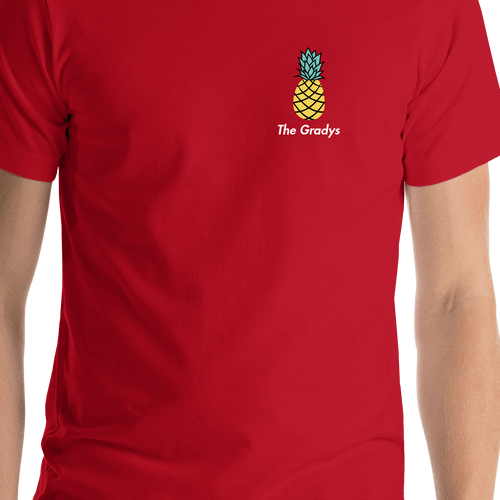 Personalized Pineapple T-Shirt - Red - Shirt Close-Up View