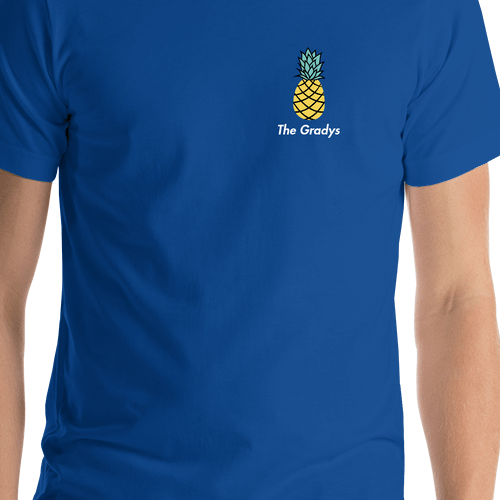 Personalized Pineapple T-Shirt - Blue - Shirt Close-Up View