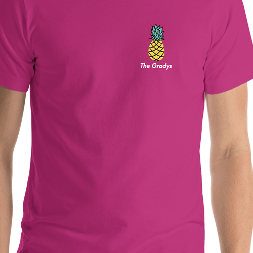 Personalized Pineapple T-Shirt - Pink - Shirt Close-Up View