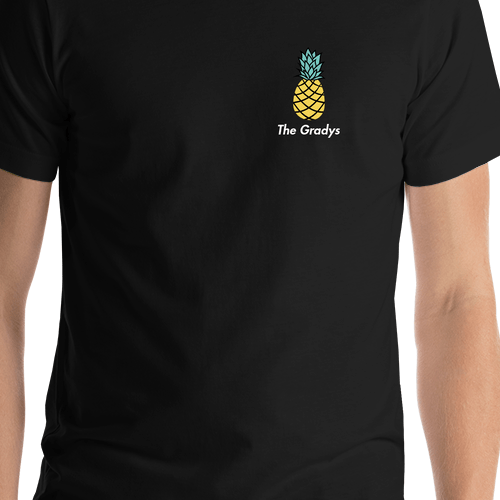 Personalized Pineapple T-Shirt - Black - Shirt Close-Up View