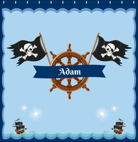 Thumbnail for Personalized Pirate Shower Curtain XXVI - Ocean Ships - Blue Banner - Decorate View