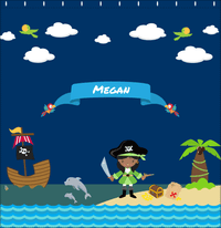 Thumbnail for Personalized Pirate Shower Curtain II - Blue Background - Black Girl with Sword - Decorate View