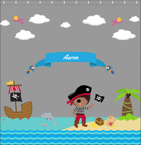 Thumbnail for Personalized Pirate Shower Curtain III - Grey Background - Black Boy with Flag - Decorate View
