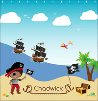 Thumbnail for Personalized Pirate Shower Curtain VII - Blue Background - Black Boy with Flag - Decorate View