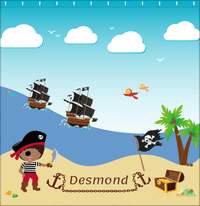 Thumbnail for Personalized Pirate Shower Curtain VIII - Blue Background - Black Boy with Sword - Decorate View