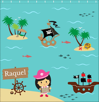 Thumbnail for Personalized Pirate Shower Curtain IX - Blue Background - Asian Girl - Decorate View