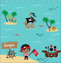 Thumbnail for Personalized Pirate Shower Curtain X - Blue Background - Black Boy - Decorate View