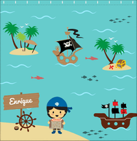 Thumbnail for Personalized Pirate Shower Curtain X - Blue Background - Asian Boy - Decorate View