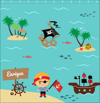 Thumbnail for Personalized Pirate Shower Curtain X - Blue Background - Blond Boy - Decorate View