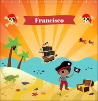 Thumbnail for Personalized Pirate Shower Curtain XIII - Orange Background - Black Boy with Flag - Decorate View