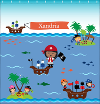 Thumbnail for Personalized Pirate Shower Curtain XIX - Blue Background - Black Girl - Decorate View