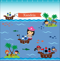 Thumbnail for Personalized Pirate Shower Curtain XIX - Blue Background - Asian Girl - Decorate View
