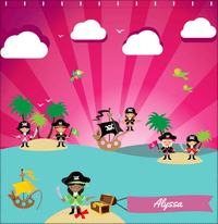 Thumbnail for Personalized Pirate Shower Curtain XXII - Pink Background - Black Girl with Sword - Decorate View