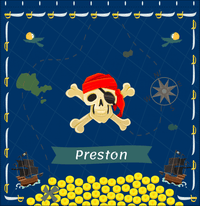 Thumbnail for Personalized Pirate Shower Curtain XXVII - Blue Background - Red Bandana - Decorate View