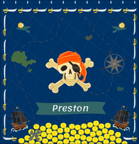 Thumbnail for Personalized Pirate Shower Curtain XXVII - Blue Background - Orange Bandana - Decorate View