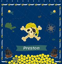 Thumbnail for Personalized Pirate Shower Curtain XXVII - Blue Background - Yellow Bandana - Decorate View