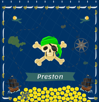 Thumbnail for Personalized Pirate Shower Curtain XXVII - Blue Background - Green Bandana - Decorate View