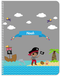 Thumbnail for Personalized Pirate Notebook III - Boy Pirate with Flag - Black Boy - Front View