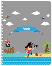 Thumbnail for Personalized Pirate Notebook III - Boy Pirate with Flag - Asian Boy - Front View