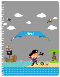 Thumbnail for Personalized Pirate Notebook III - Boy Pirate with Flag - Blond Boy - Front View