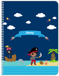 Thumbnail for Personalized Pirate Notebook IV - Boy Pirate with Sword - Black Boy - Front View
