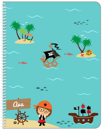 Thumbnail for Personalized Pirate Notebook IX - Brunette Girl Pirate - Front View