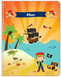 Thumbnail for Personalized Pirate Notebook XIII - Boy Pirate with Flag - Redhead Boy - Front View