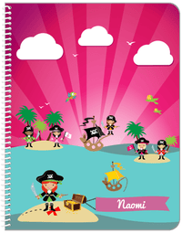 Thumbnail for Personalized Pirate Notebook XXII - Girl Pirate with Sword - Redhead Girl - Front View