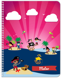 Thumbnail for Personalized Pirate Notebook XXIII - Boy Pirate with Flag - Black Boy - Front View