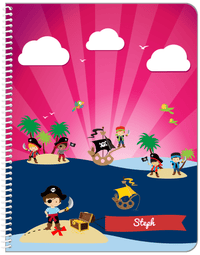 Thumbnail for Personalized Pirate Notebook XXIV - Boy Pirate with Sword - Brown Hair Boy - Front View
