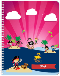 Thumbnail for Personalized Pirate Notebook XXIV - Boy Pirate with Sword - Blond Boy - Front View