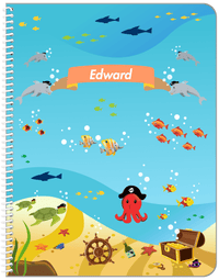 Thumbnail for Personalized Pirate Notebook XXV - Red Octopus - Front View