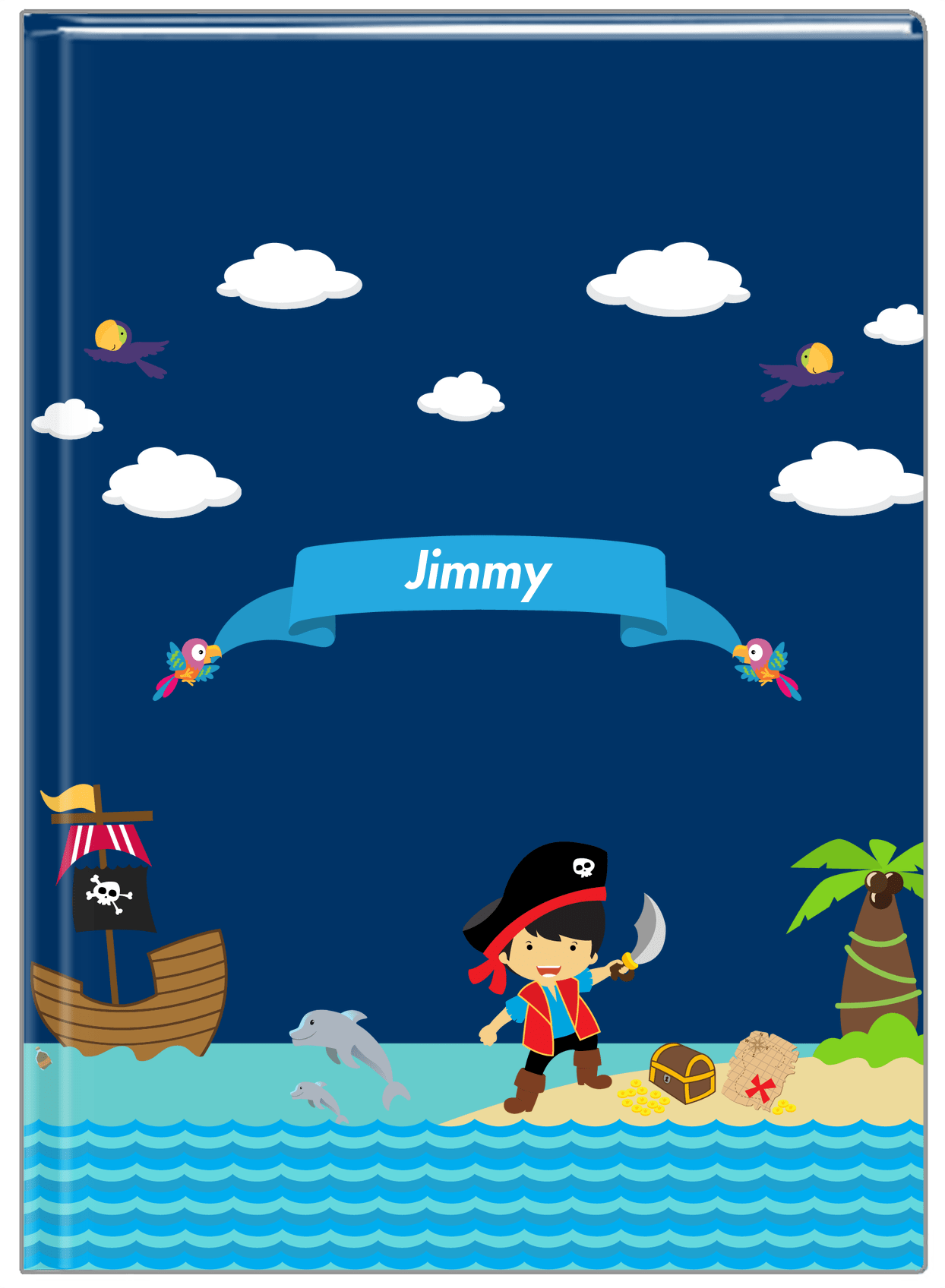 Personalized Pirate Journal IV - Boy Pirate with Sword - Asian Boy - Front View