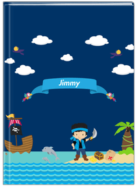 Thumbnail for Personalized Pirate Journal IV - Boy Pirate with Sword - Black Hair Boy - Front View