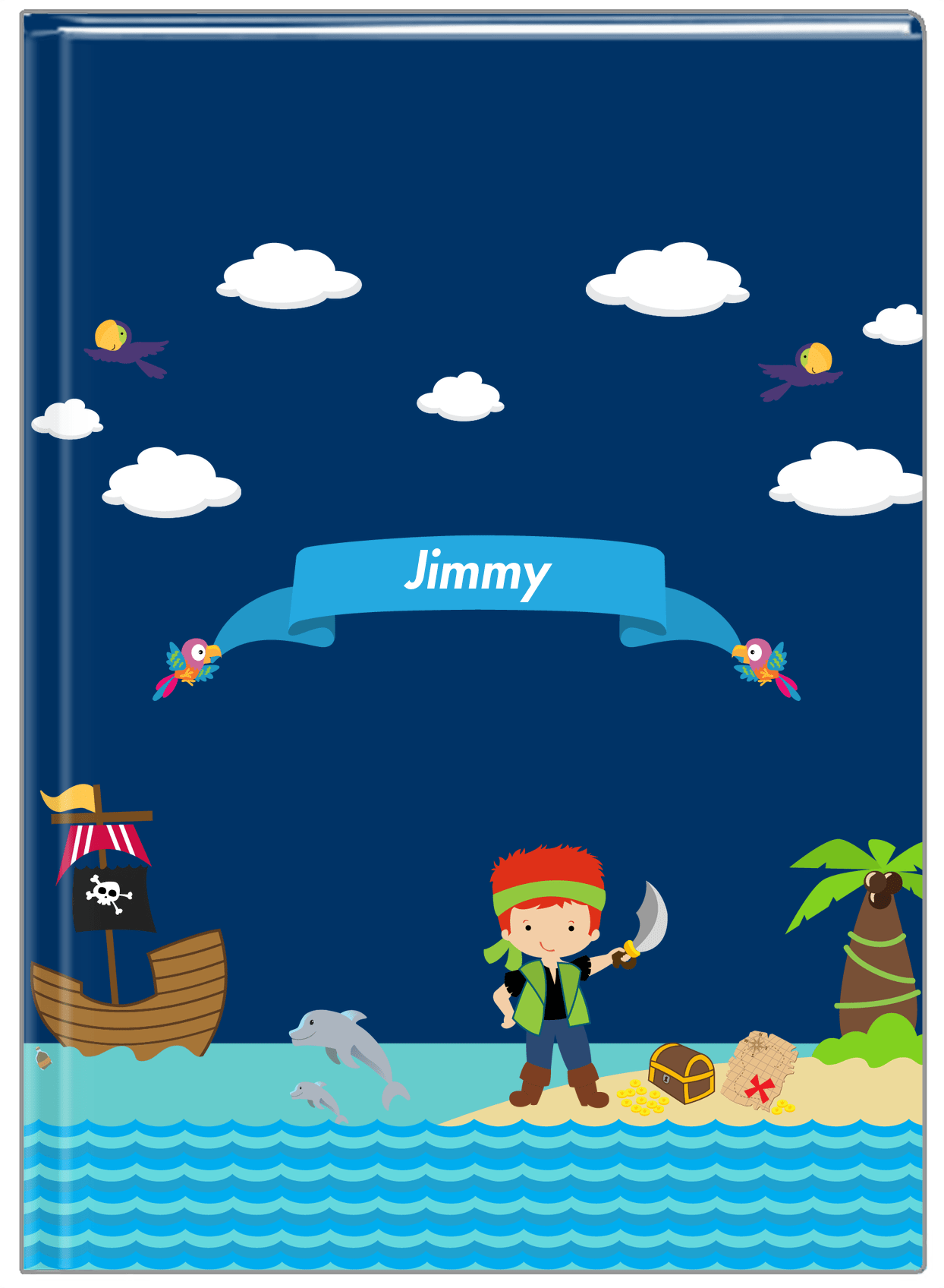 Personalized Pirate Journal IV - Boy Pirate with Sword - Redhead Boy - Front View