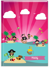 Thumbnail for Personalized Pirate Journal XXI - Girl Pirate with Flag - Black Girl - Front View