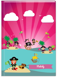 Thumbnail for Personalized Pirate Journal XXI - Girl Pirate with Flag - Redhead Girl - Front View