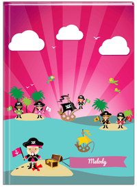 Thumbnail for Personalized Pirate Journal XXI - Girl Pirate with Flag - Blonde Girl - Front View