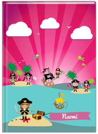 Thumbnail for Personalized Pirate Journal XXII - Girl Pirate with Sword - Brunette Girl - Front View