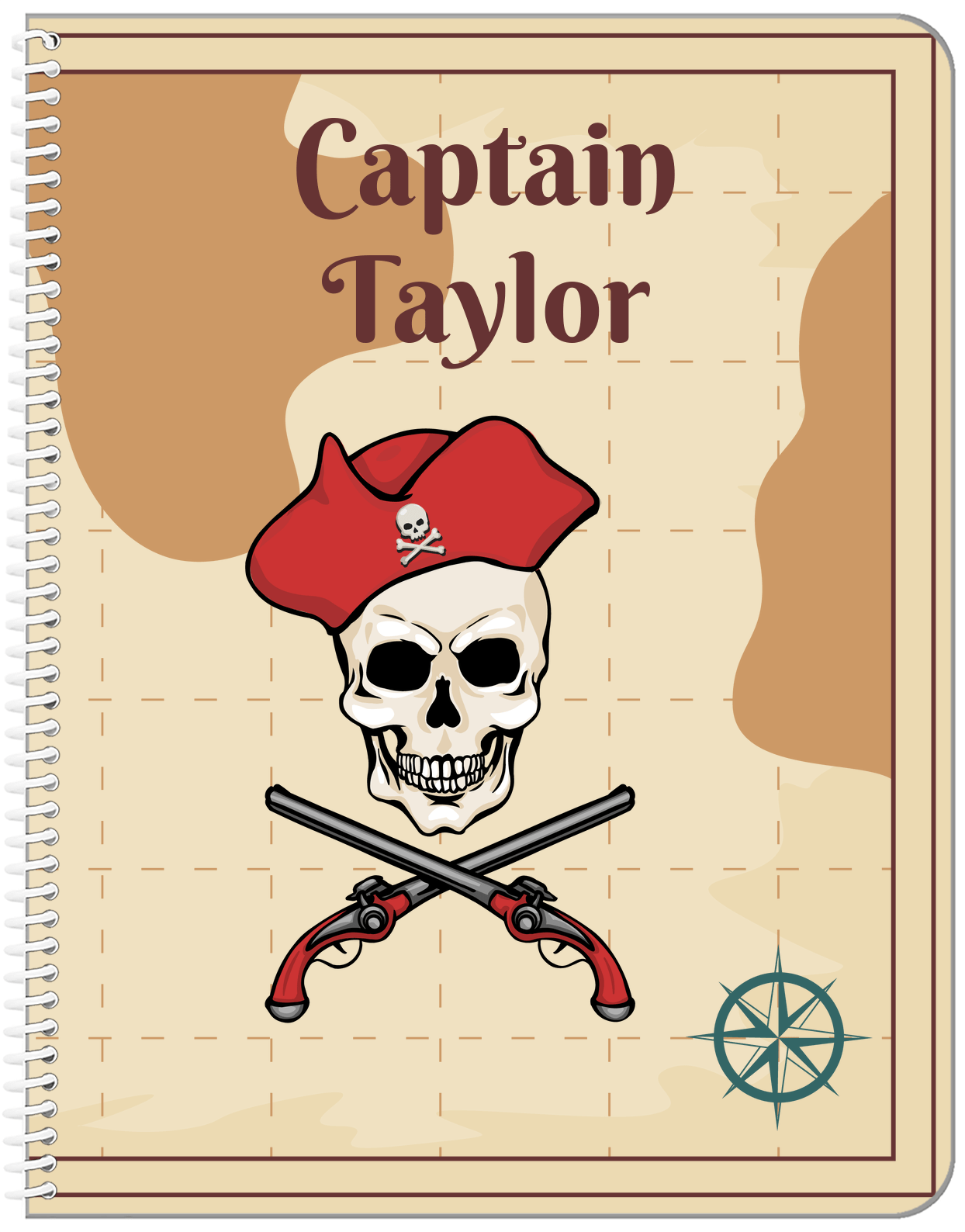 Personalized Pirates Notebook - Arms & Hat - Front View