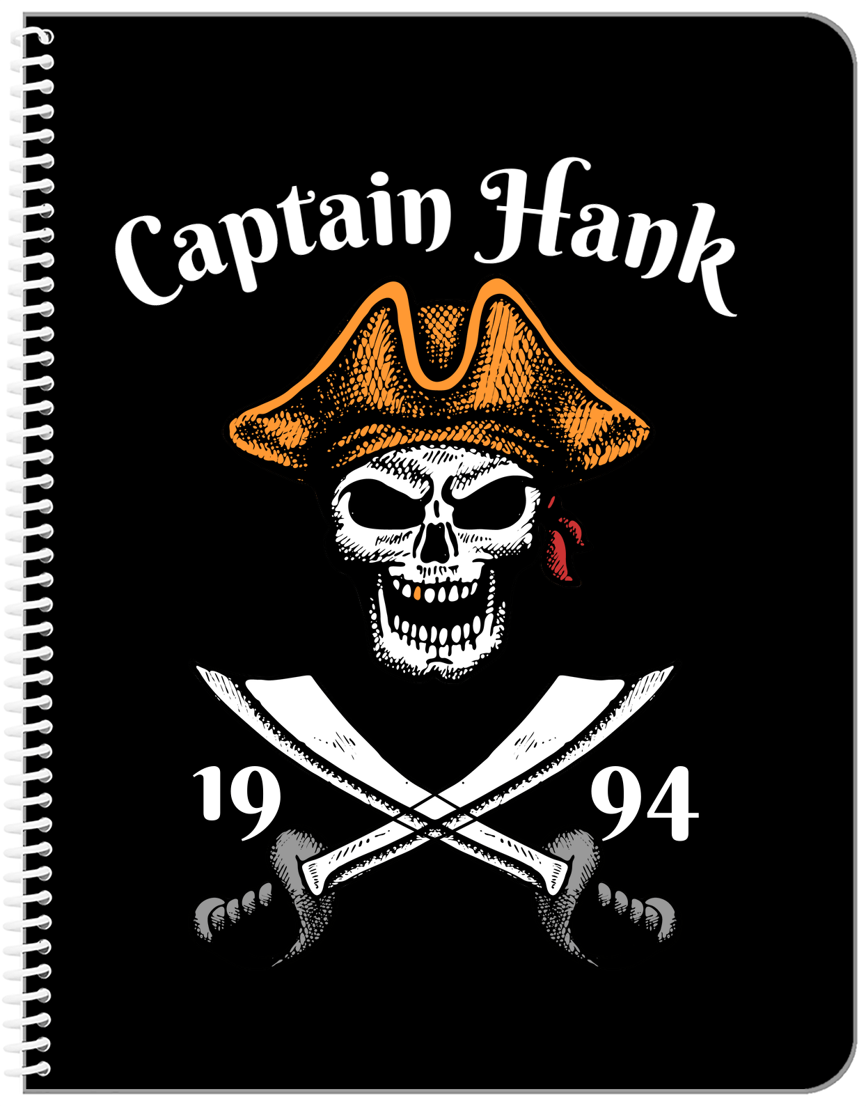 Personalized Pirates Notebook - Captain - Front View