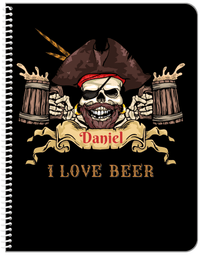 Thumbnail for Personalized Pirates Notebook - I Love Beer - Front View