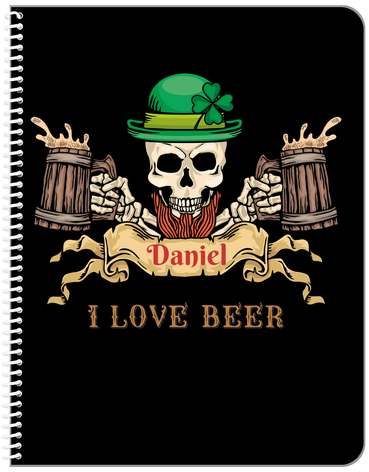 Personalized Pirates Notebook - I Love Beer - Front View