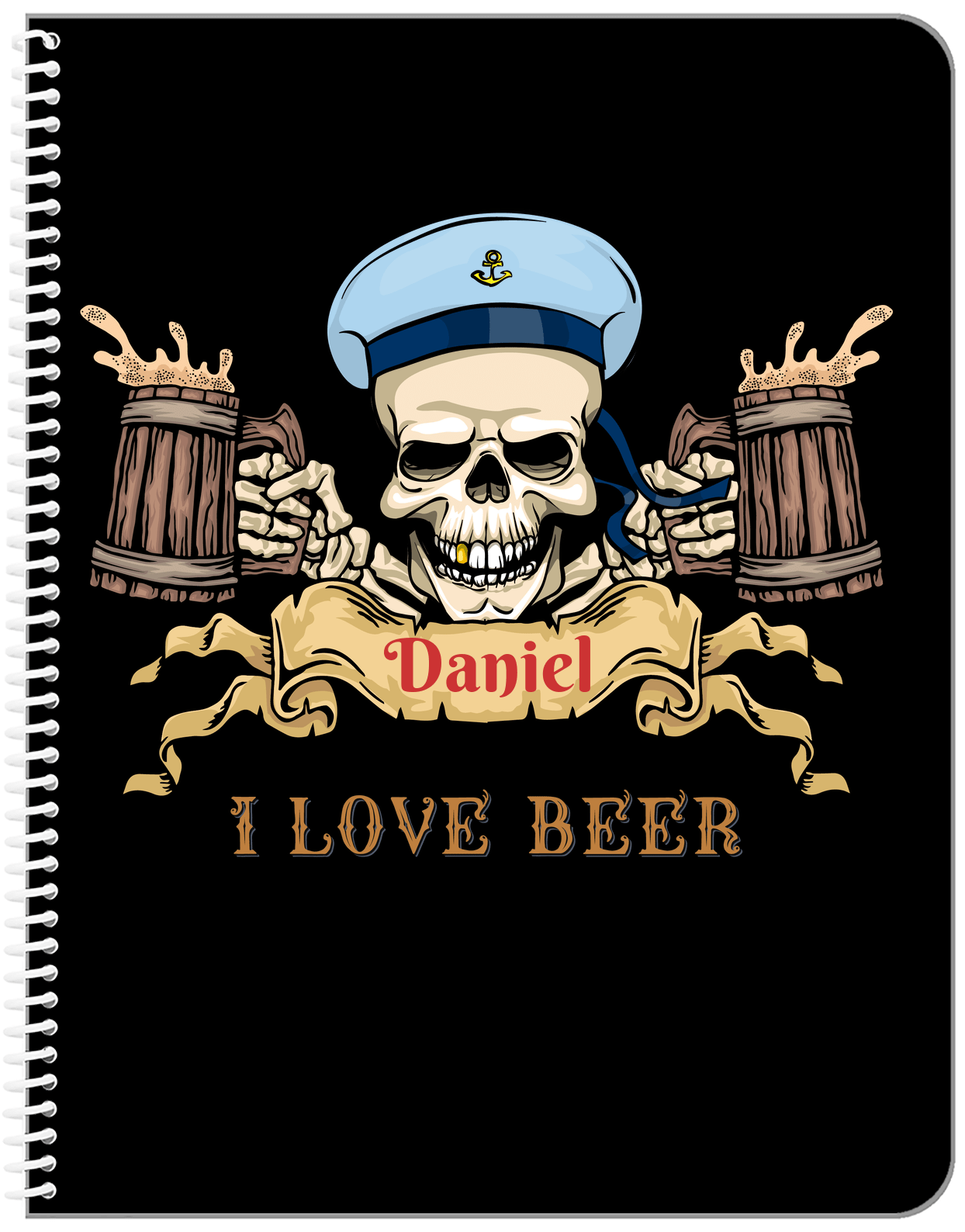 Personalized Pirates Notebook - I Love Beer - Front View